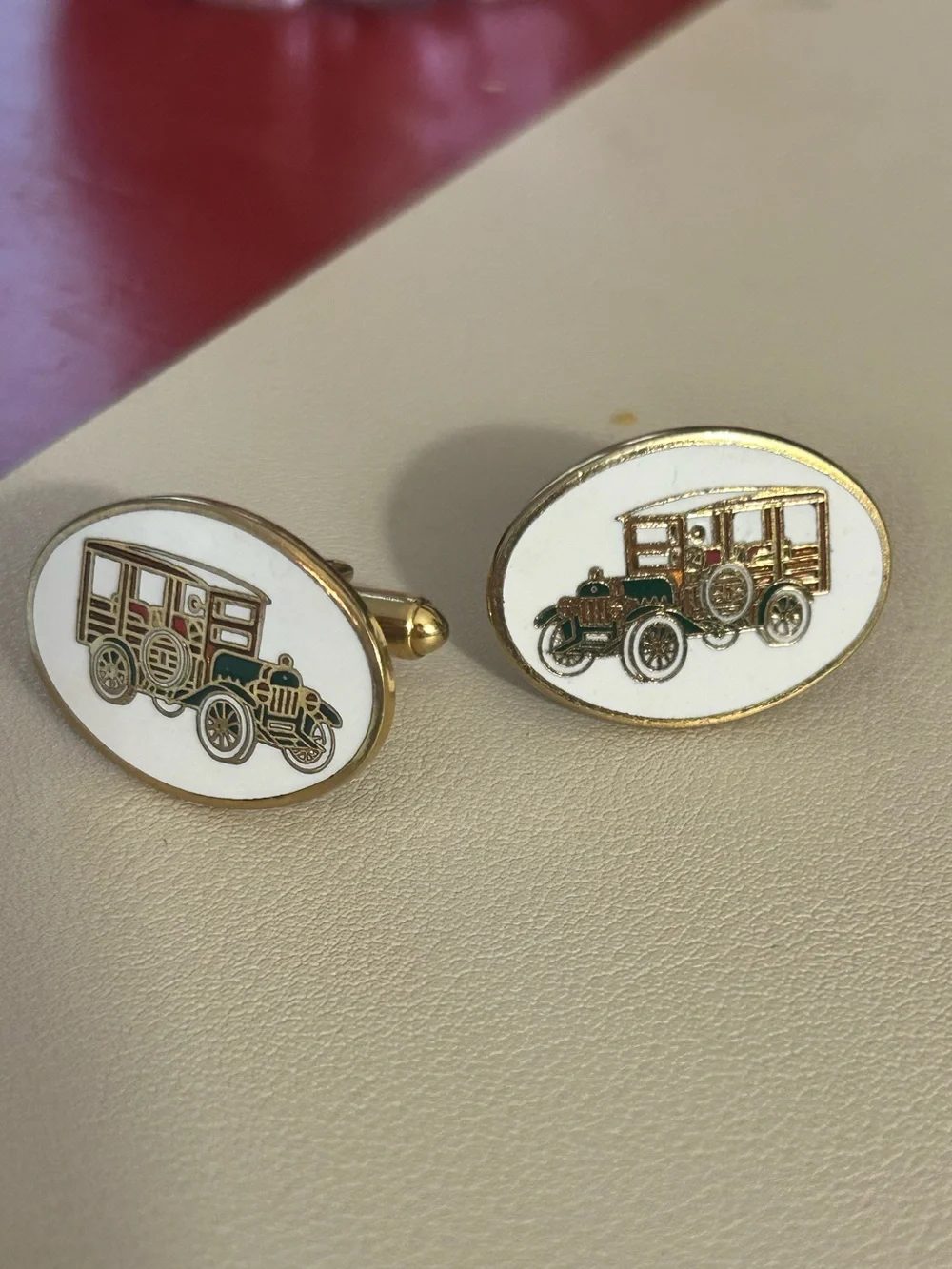 Vintage 1970’s Avon Enameled Antique Automobiles Cuff Links